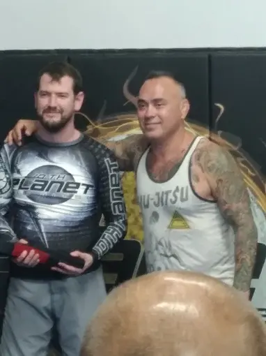 Brian Debes and Eddie Bravo at the gym