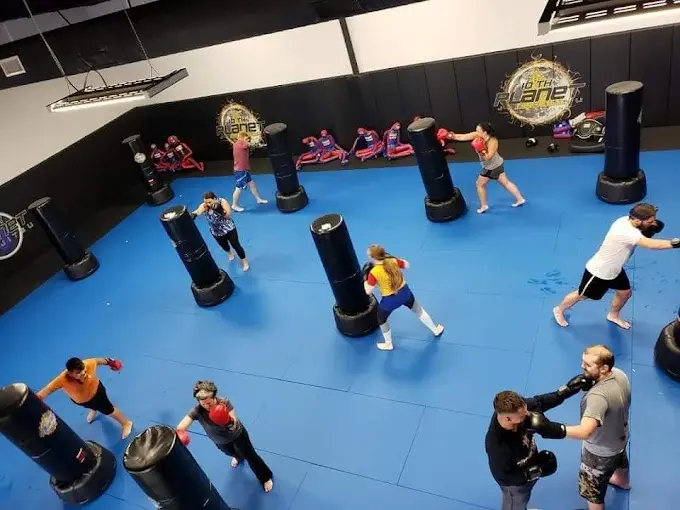 Kickboxing class in action